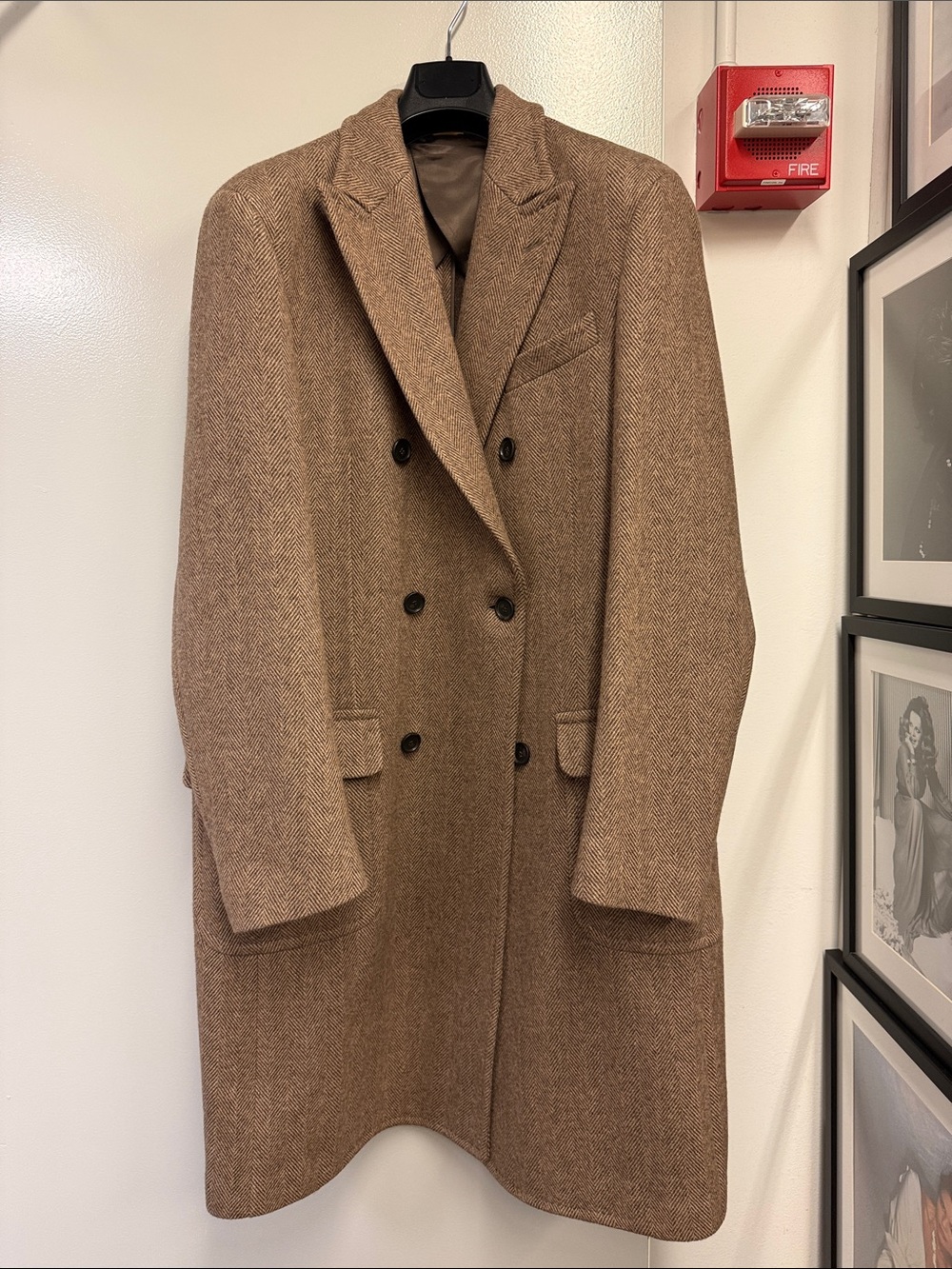 Brooks Brothers Men's Double-Breasted brown tan Wool Overcoat